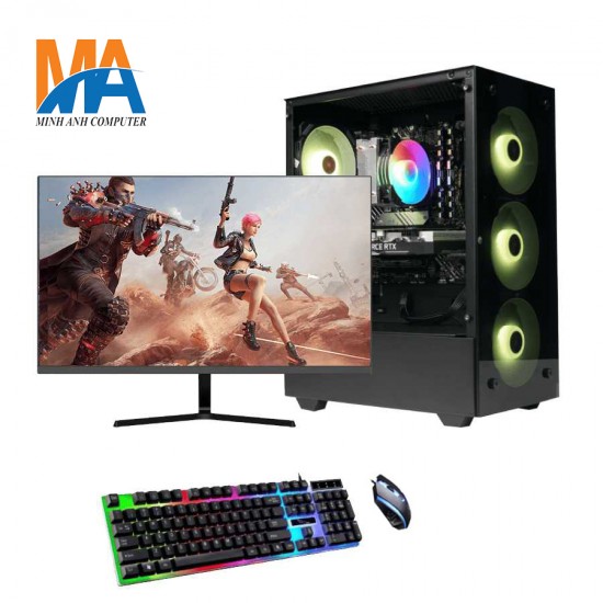 Bộ máy máy tính H510\i3.10105f\Ram8Gb\SSD256Gb\ GTX1050Ti\ Màn hình 24 inch