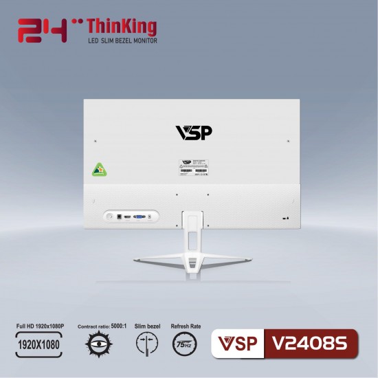 Màn Hình 24 VSP IPS full Viền IP2408S Màu Trắng