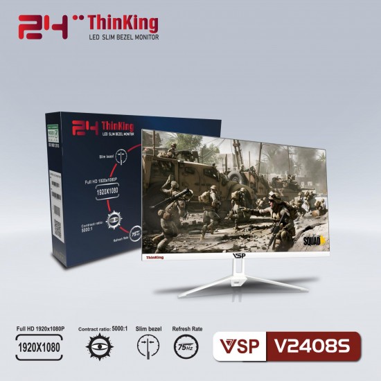 Màn Hình 24 VSP IPS full Viền IP2408S Màu Trắng